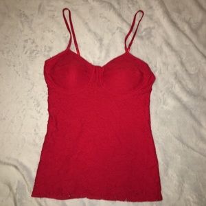 Red Lace Padded Tank Top